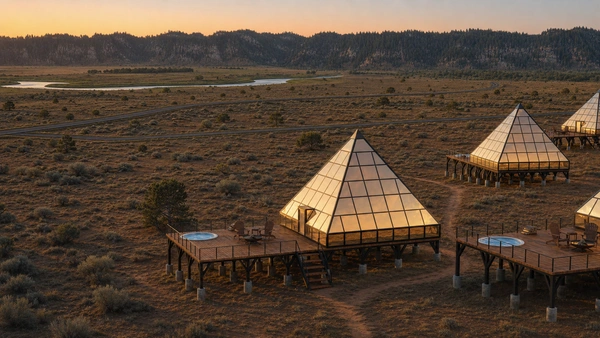 Glass pyramid resort at Bryce Canyon by day