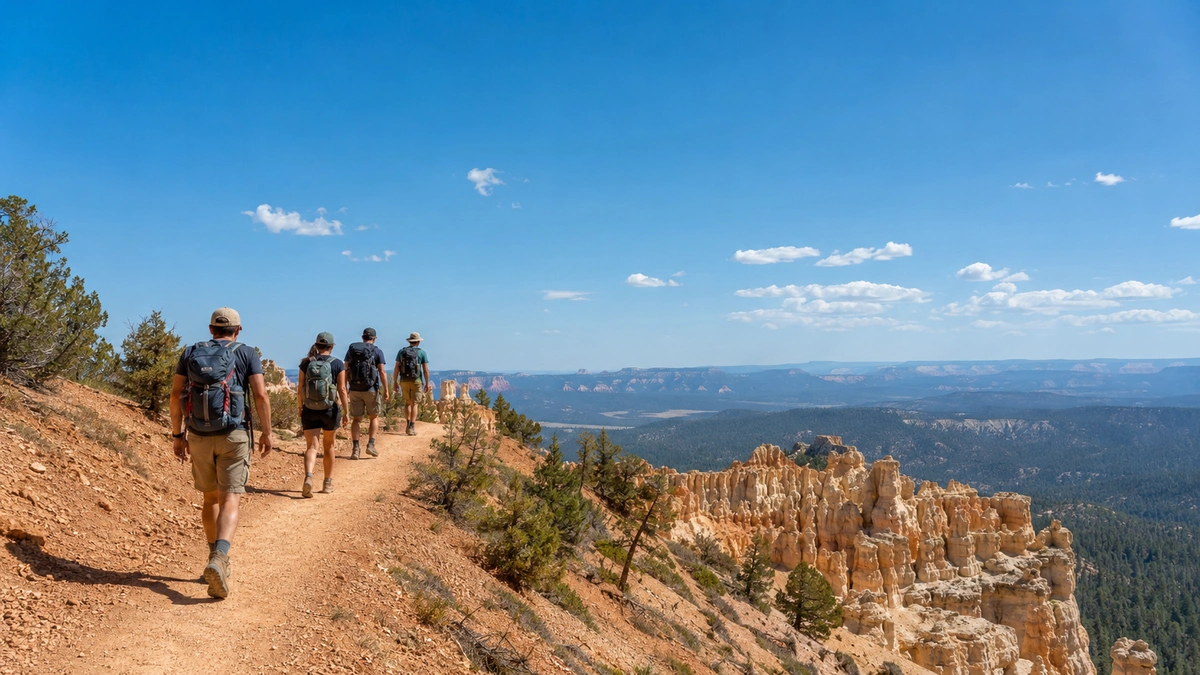 Hiking the ridge above Bryce Canyon