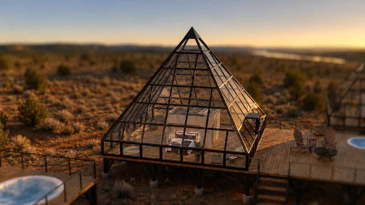 Glass pyramid suite exterior