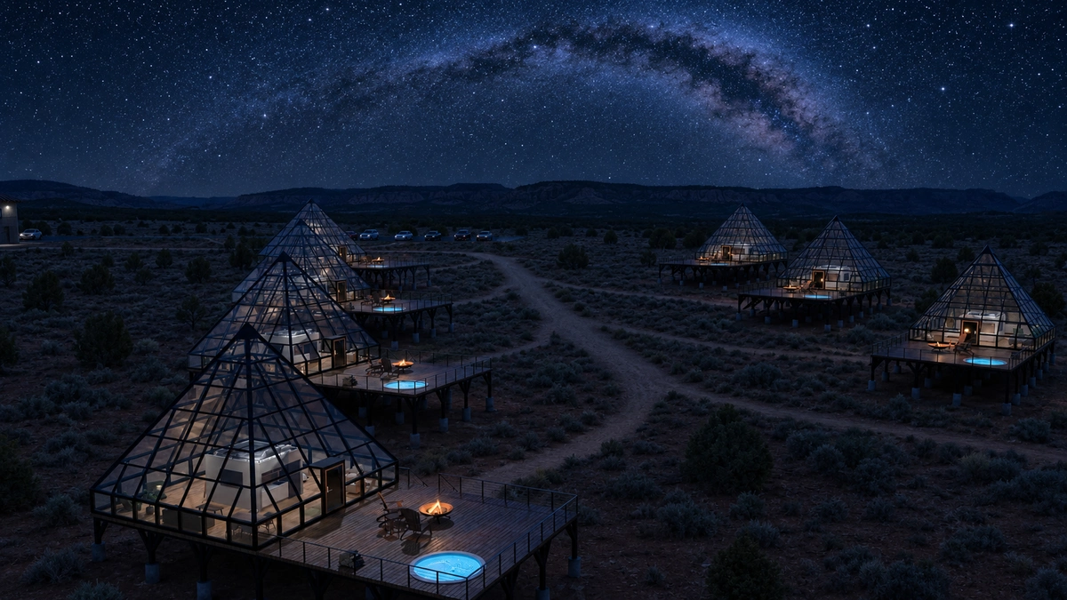 The Milky Way over the pyramid field