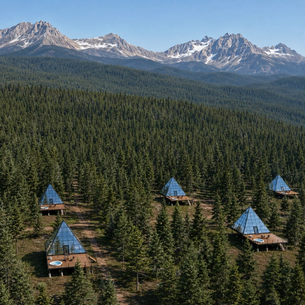 Alpine glass pyramid by day