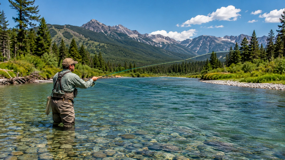Fly-fishing a glacial river