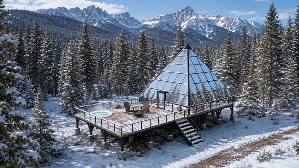 Glass pyramid amid the Montana forest