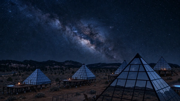Starry night over the Glacier National Park pyramids